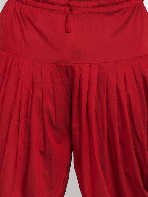 Vastramay Men's Plus Size Orange Silk Blend Curved Kurta Dhoti Set